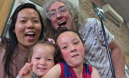 ‘She still has that beautiful, free flowing laugh, which brings our whole family so much joy’: Eddie Botha and Jennifer with their children in Melbourne, 2026.