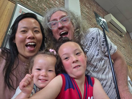 ‘She still has that beautiful, free flowing laugh, which brings our whole family so much joy’: Eddie Botha and Jennifer with their children in Melbourne, 2026.