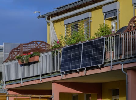 A balcony power station on the balcony railings of a home